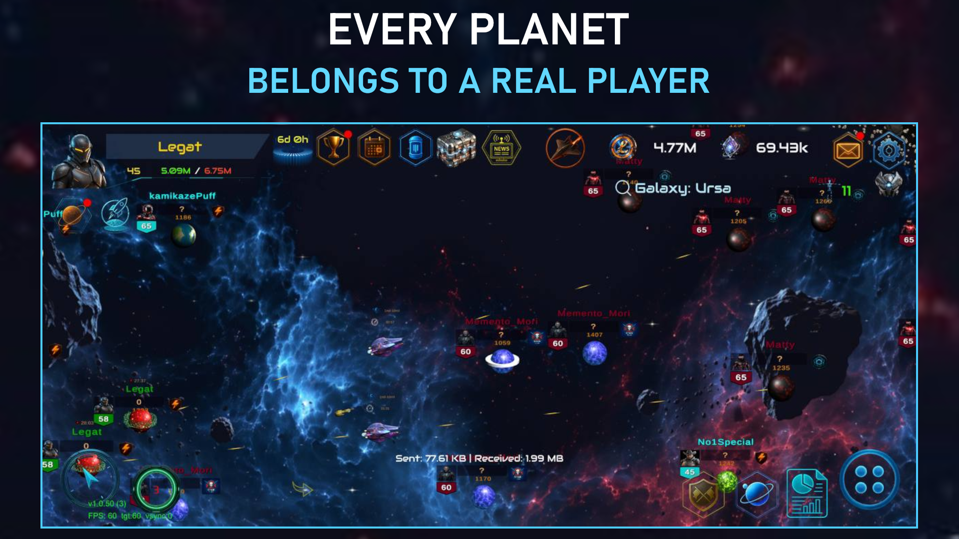 Space Clash gameplay — every planet belongs to a real player