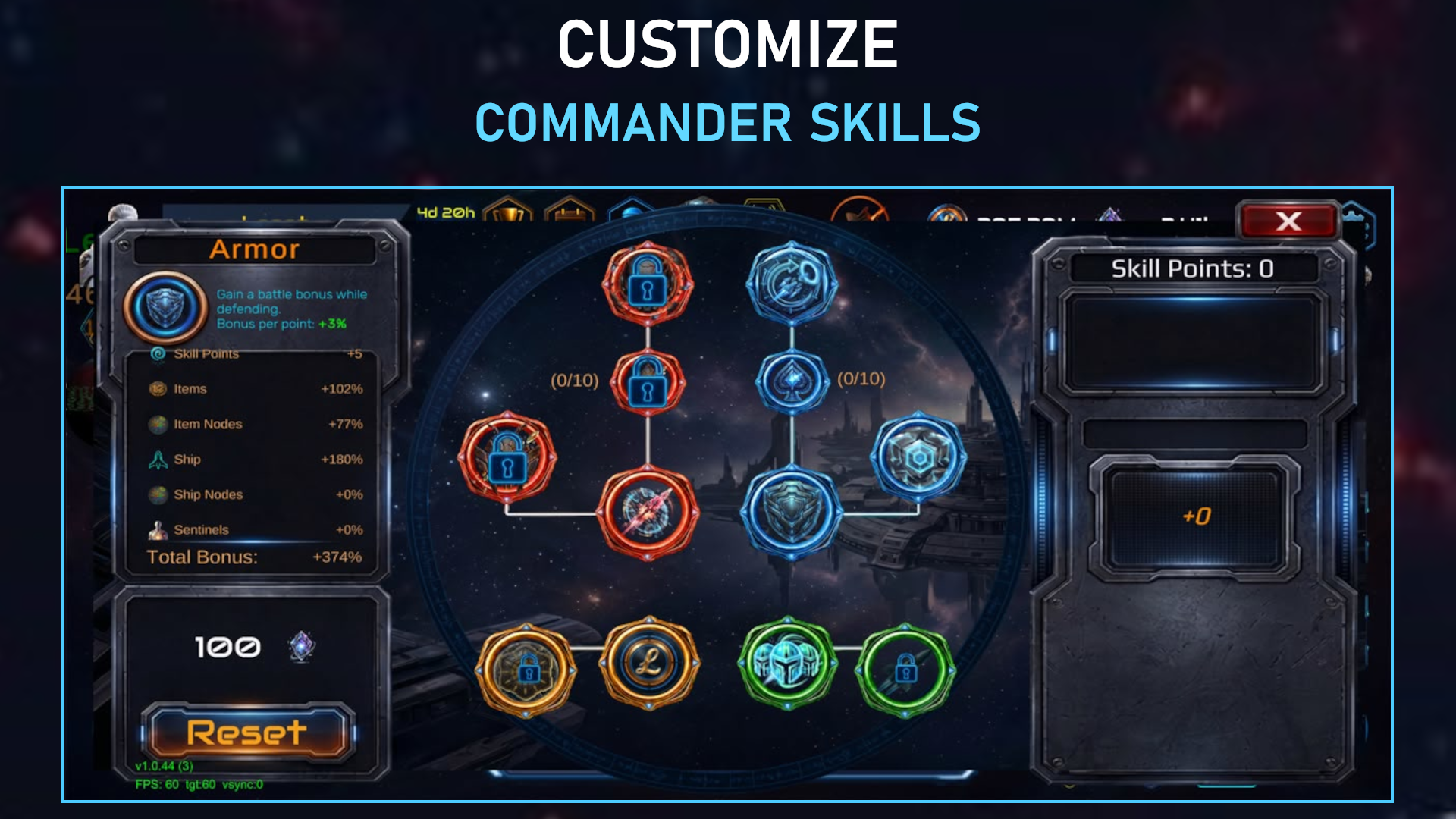 Customize commander skills